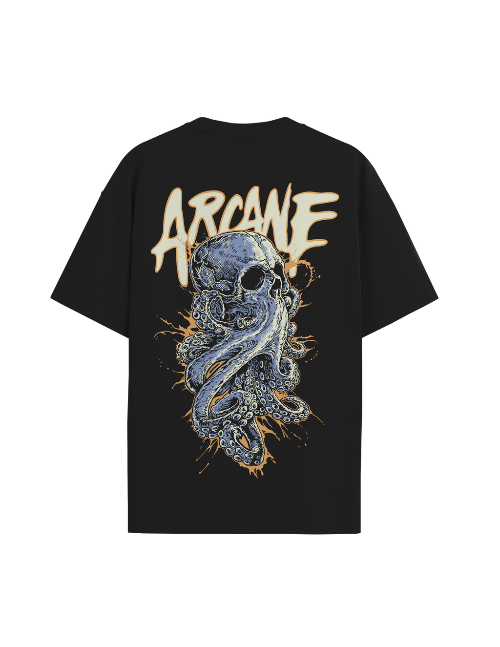 Arcane Octopus Black Oversized Tshirt