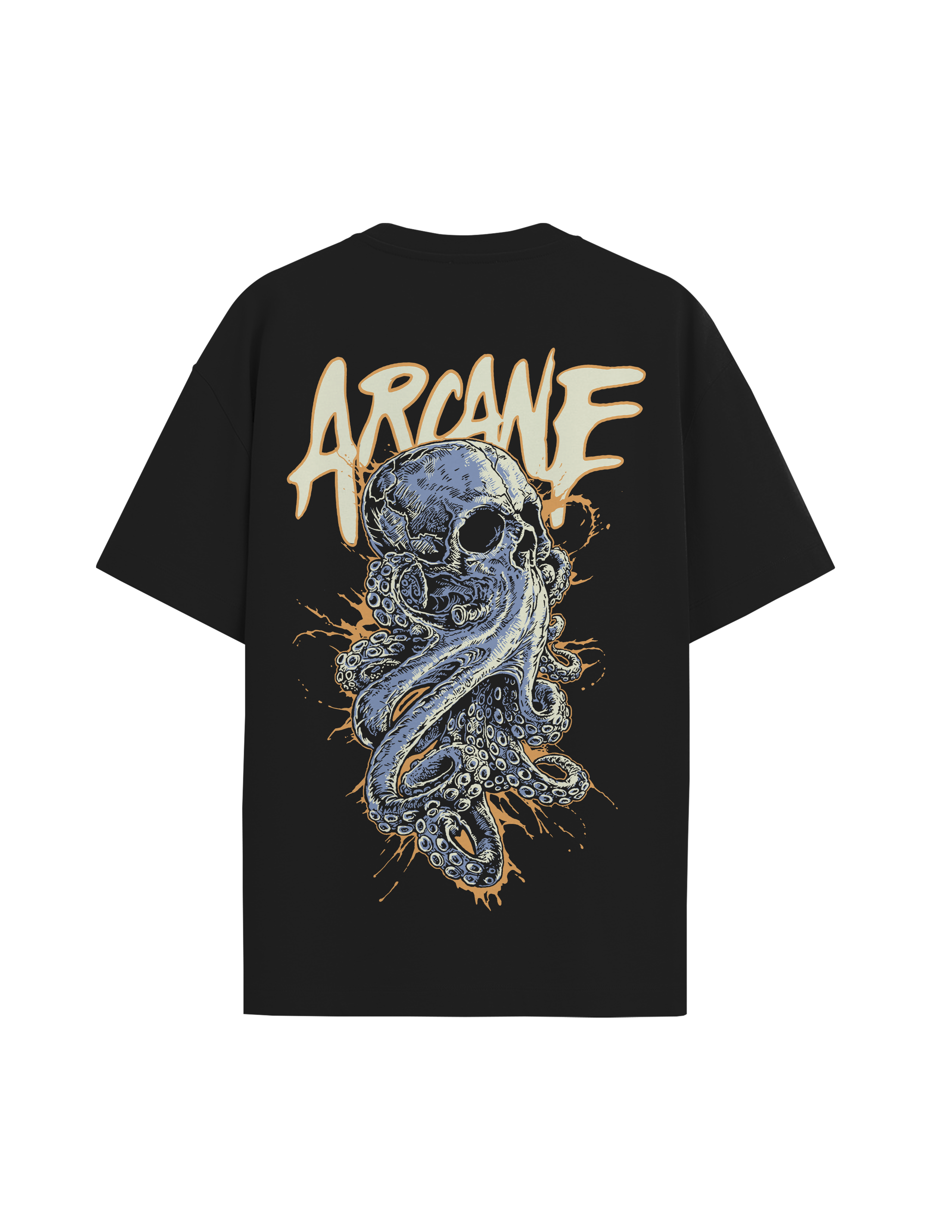 Arcane Octopus Black Oversized Tshirt