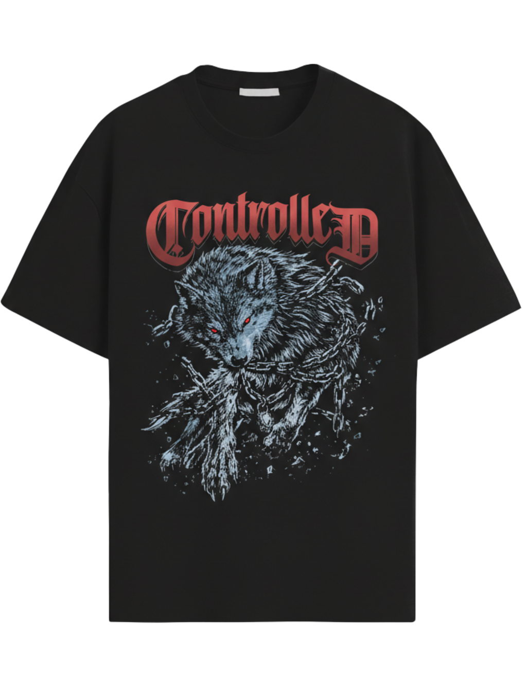 CONTROLED WOLF BLACK OVERSIZED TSHIRT