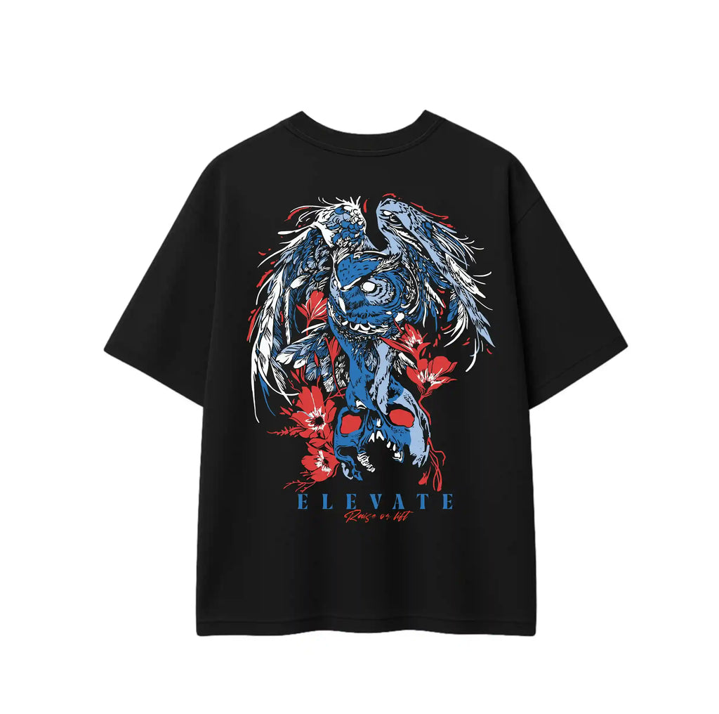 SOUL KEEPER  — GOTHIC OWL & SKULL BLACK TEE