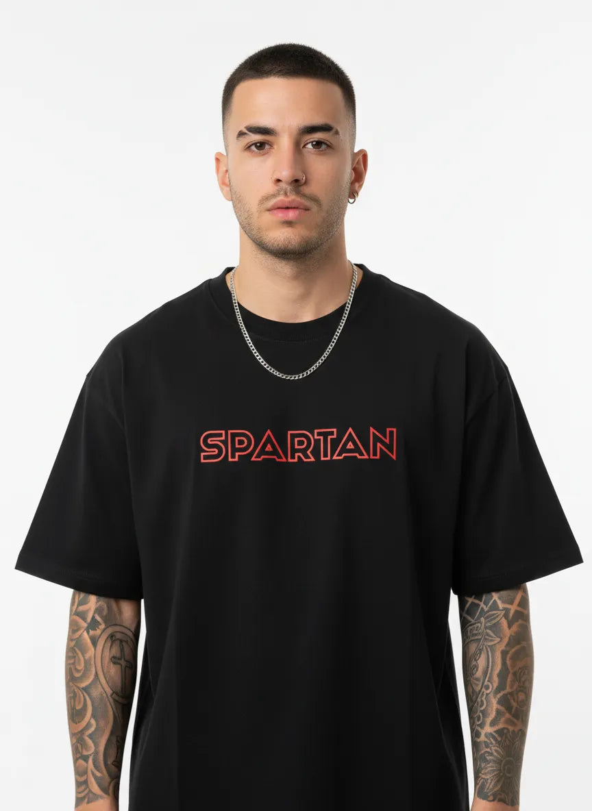 SPARTAN BLACK OVERSIZED TEE