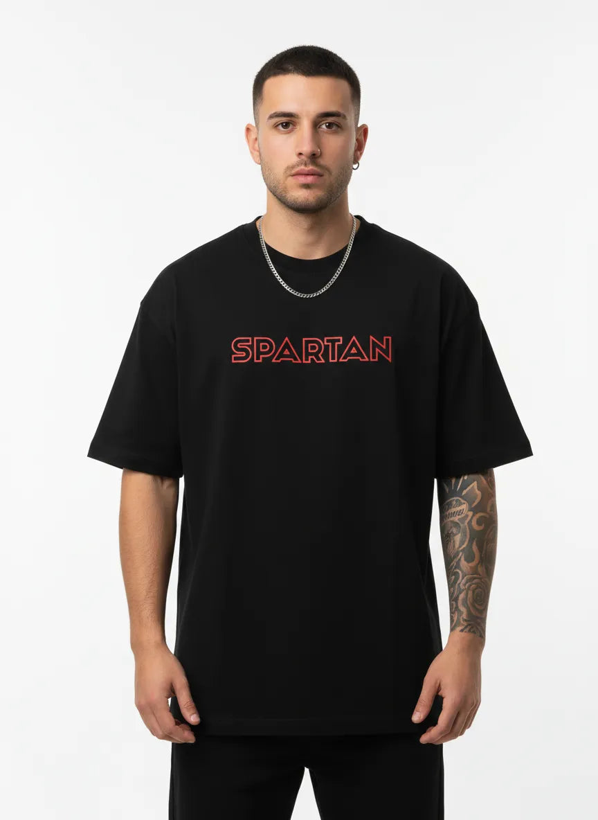 SPARTAN BLACK OVERSIZED TEE