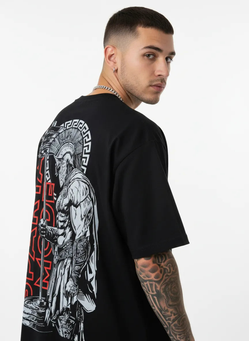 SPARTAN BLACK OVERSIZED TEE