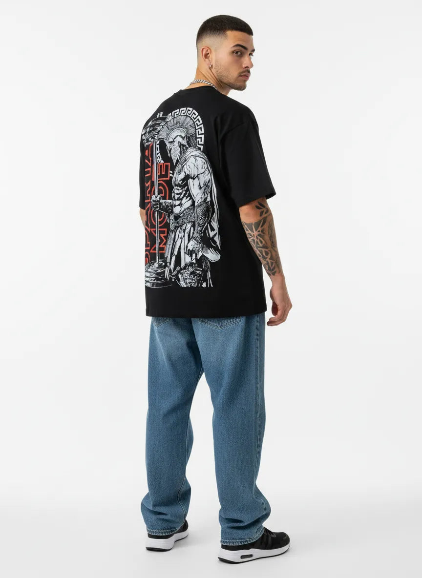 SPARTAN BLACK OVERSIZED TEE