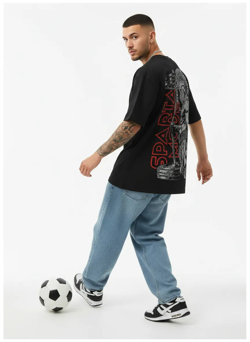 SPARTAN BLACK OVERSIZED TEE