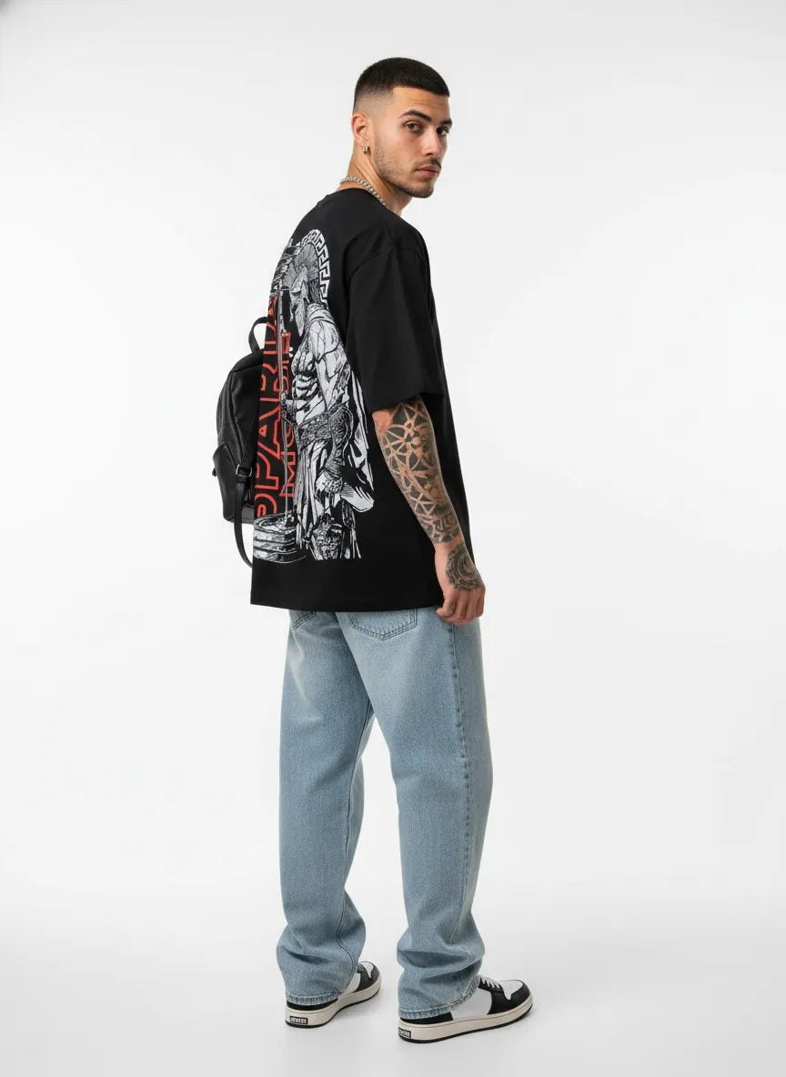 SPARTAN BLACK OVERSIZED TEE