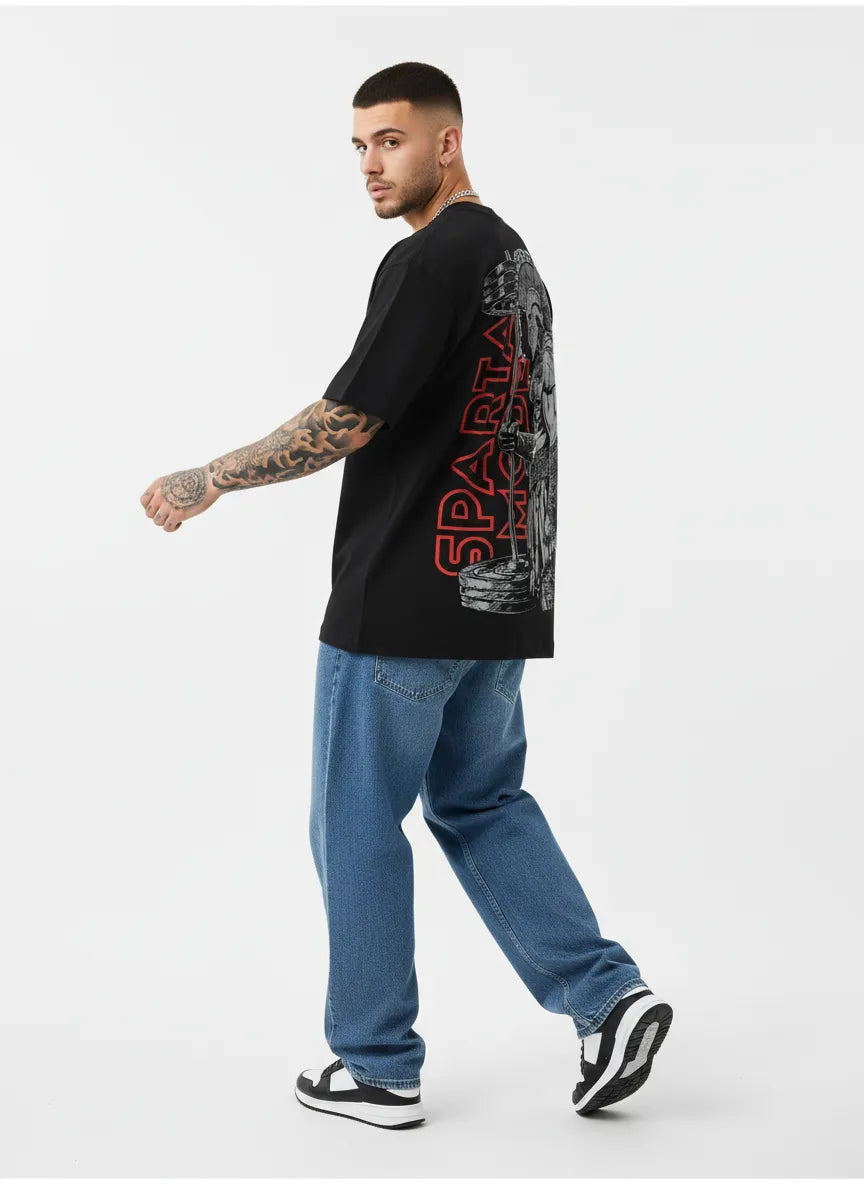 SPARTAN BLACK OVERSIZED TEE