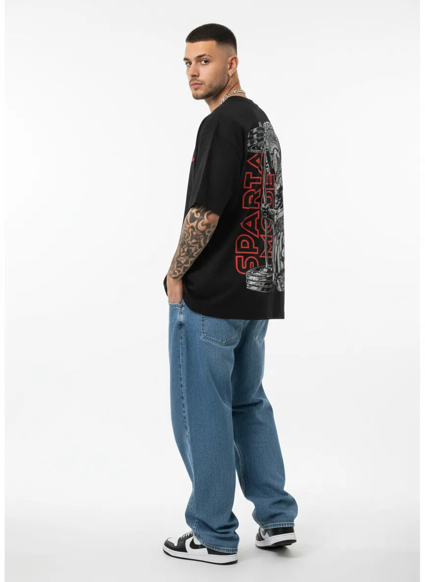 SPARTAN BLACK OVERSIZED TEE