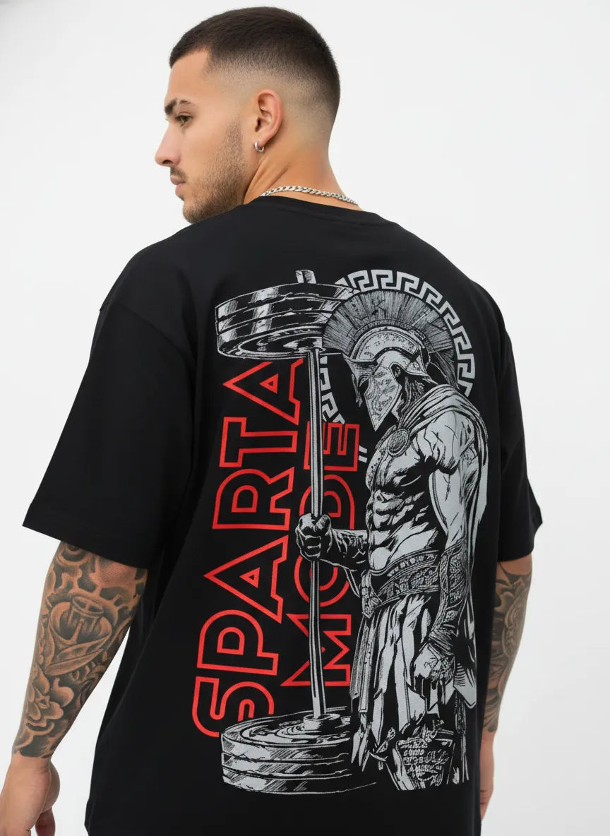 SPARTAN BLACK OVERSIZED TEE
