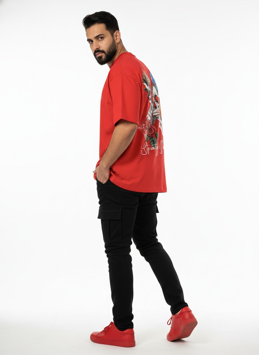 ROSES DIE TOO RED OVERSIZED TSHIRT