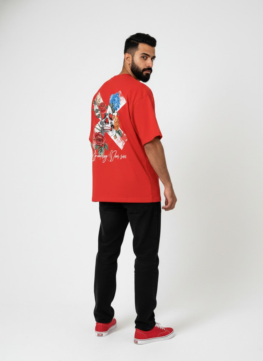 ROSES DIE TOO RED OVERSIZED TSHIRT