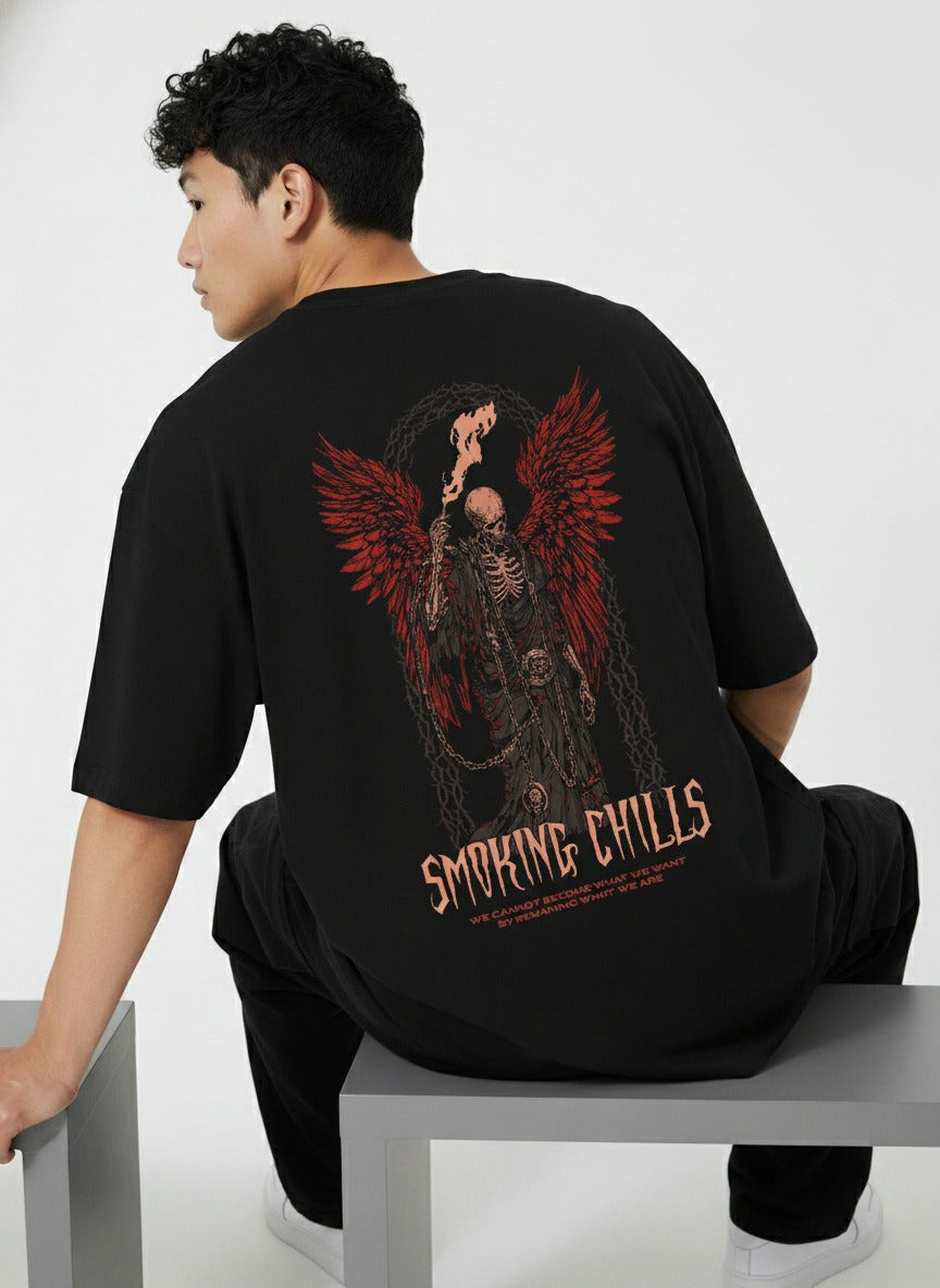 SMOKING CHILLS BLACK OVERSIZED TSHIRT