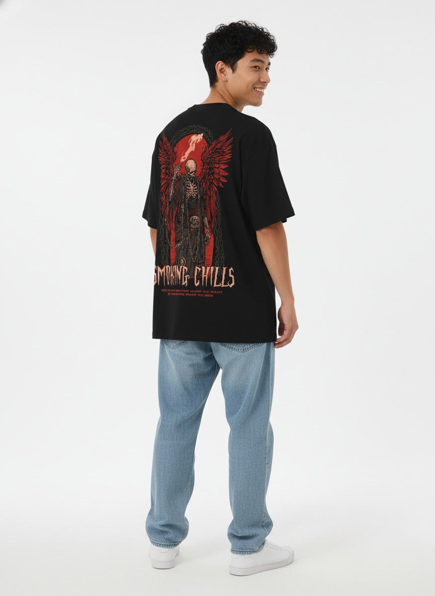 SMOKING CHILLS BLACK OVERSIZED TSHIRT