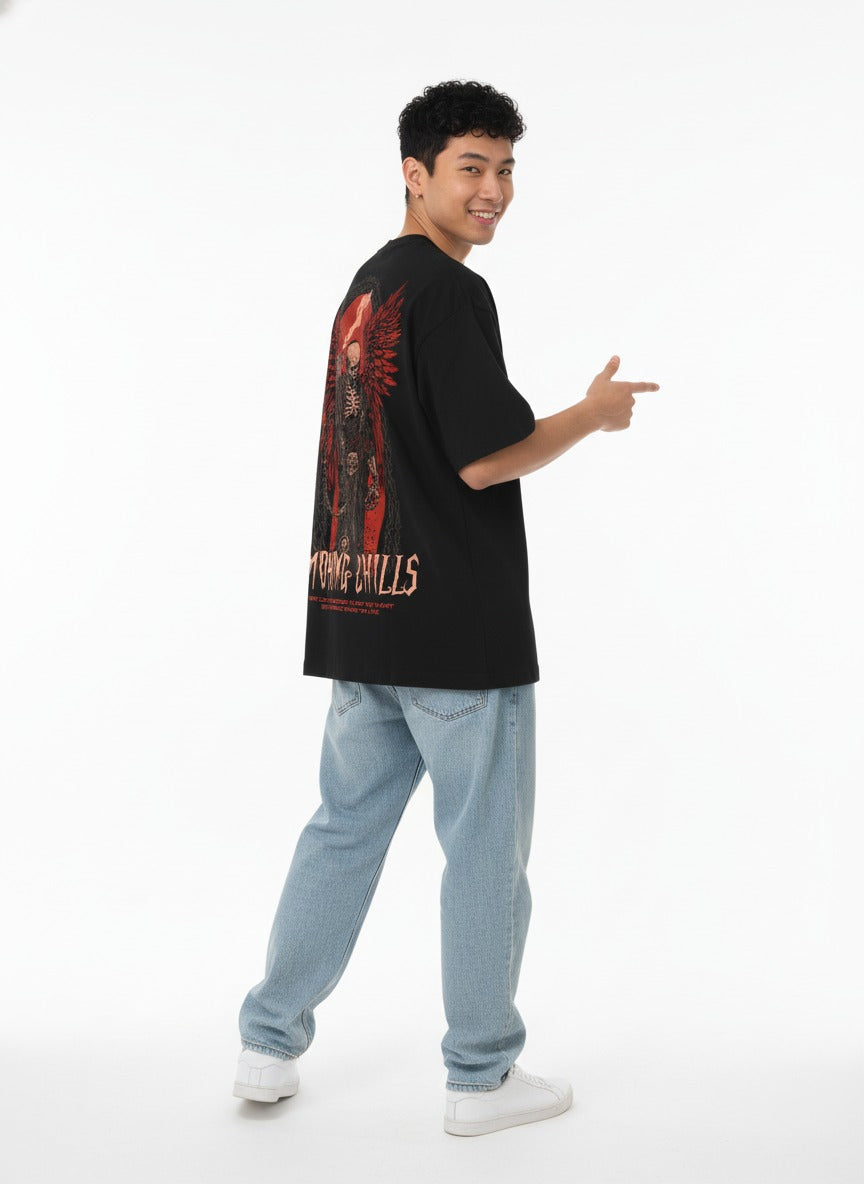 SMOKING CHILLS BLACK OVERSIZED TSHIRT