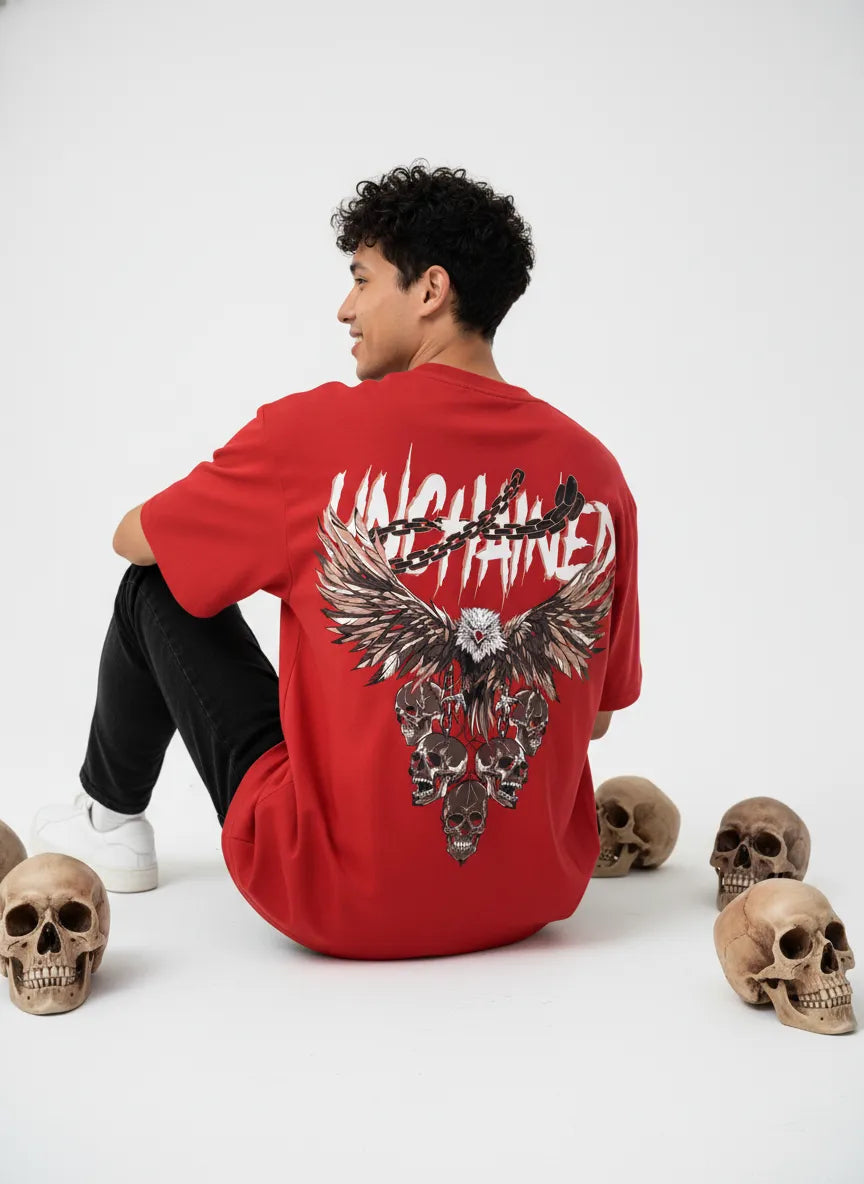 UNCHAINED — Eagle of Freedom Red Oversized Tshirt