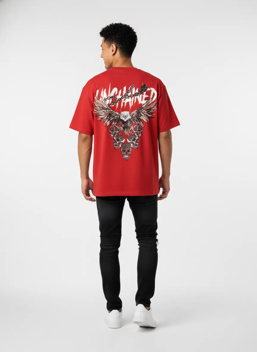 UNCHAINED — Eagle of Freedom Red Oversized Tshirt
